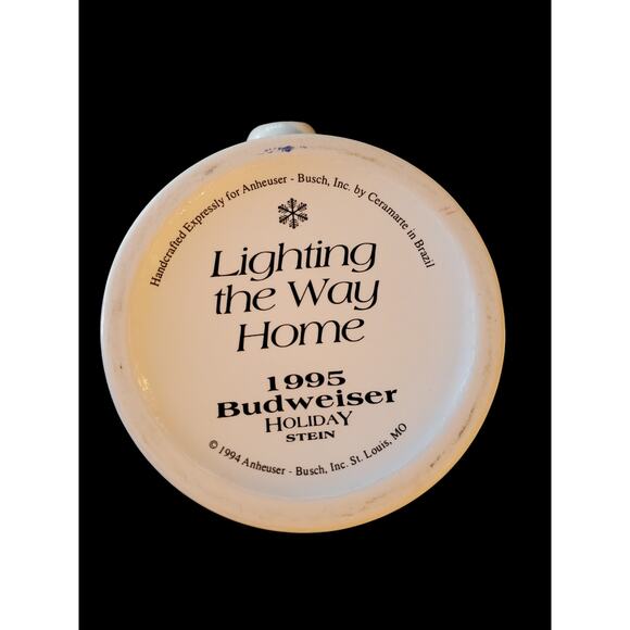 Vintage 1995 Budweiser Stein Lighting The Way Home Christmas Holiday Mug Horses - Picture 5 of 7